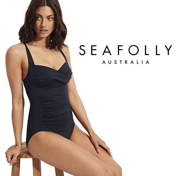 Seafolly Other - SEAFOLLY "Goddess" Twist Bandeau Maillot Black Swimsuit  🏖️ NEW WITH TAG…